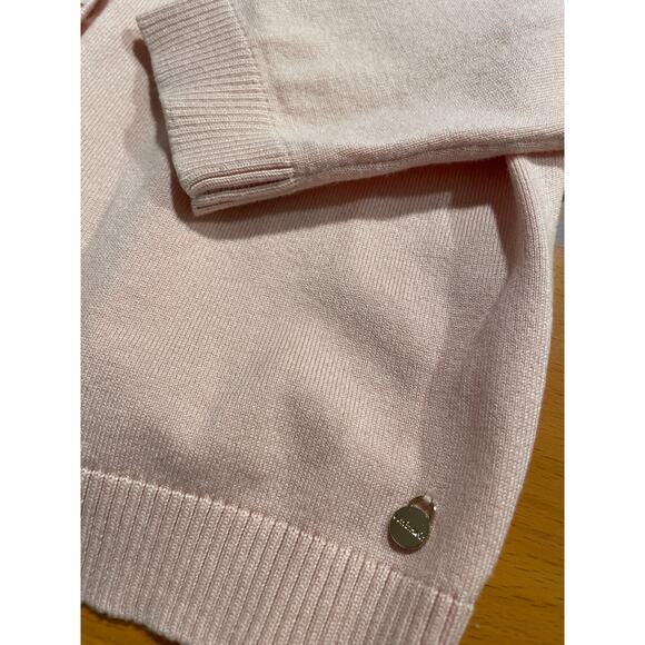 Calvin Klein Soft Pink White Lightweight Cotton Cardigan Sweater M Striped Prep - Picture 4 of 7